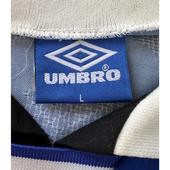 Vintage Manchester Umbro Collared Soccer Football Jersey Large Men’s Blue White - Picture 3 of 7